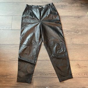 Vintage Pleated Leather Pants (Size 10)